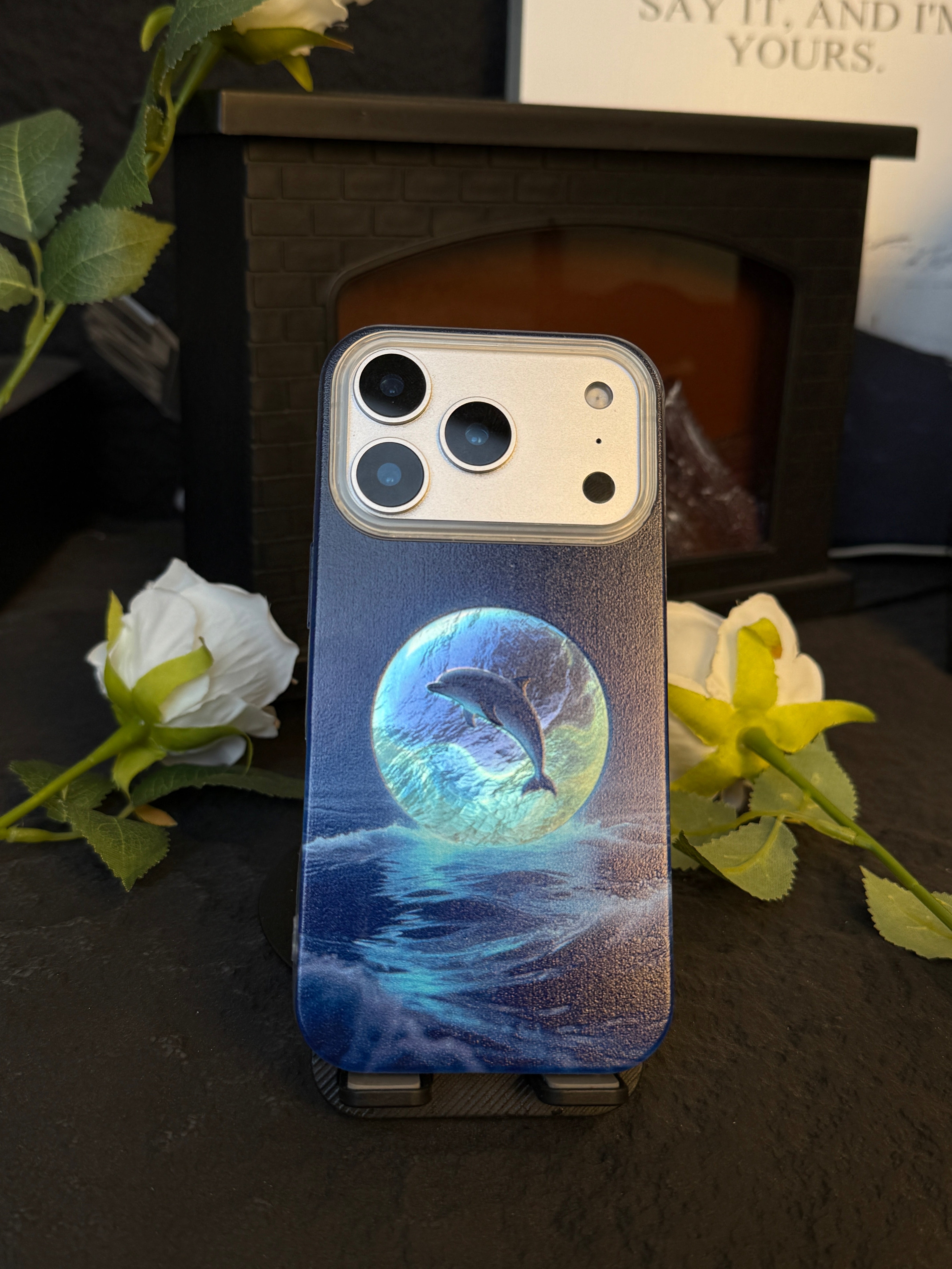 Moon Dolphin Cute Shining Phone Case Cover Moon Dolphin Cute Shining Phone Case Cover