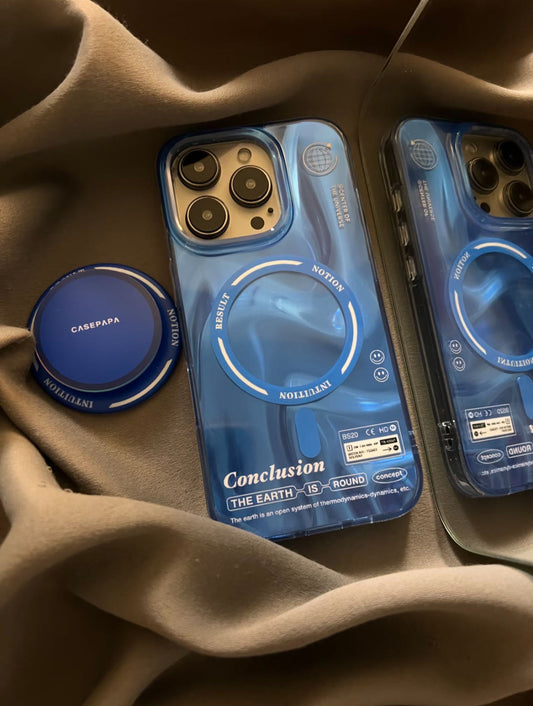 MagSafe Ocean Blue ShineFlow Phone Case(Pop socket Included)