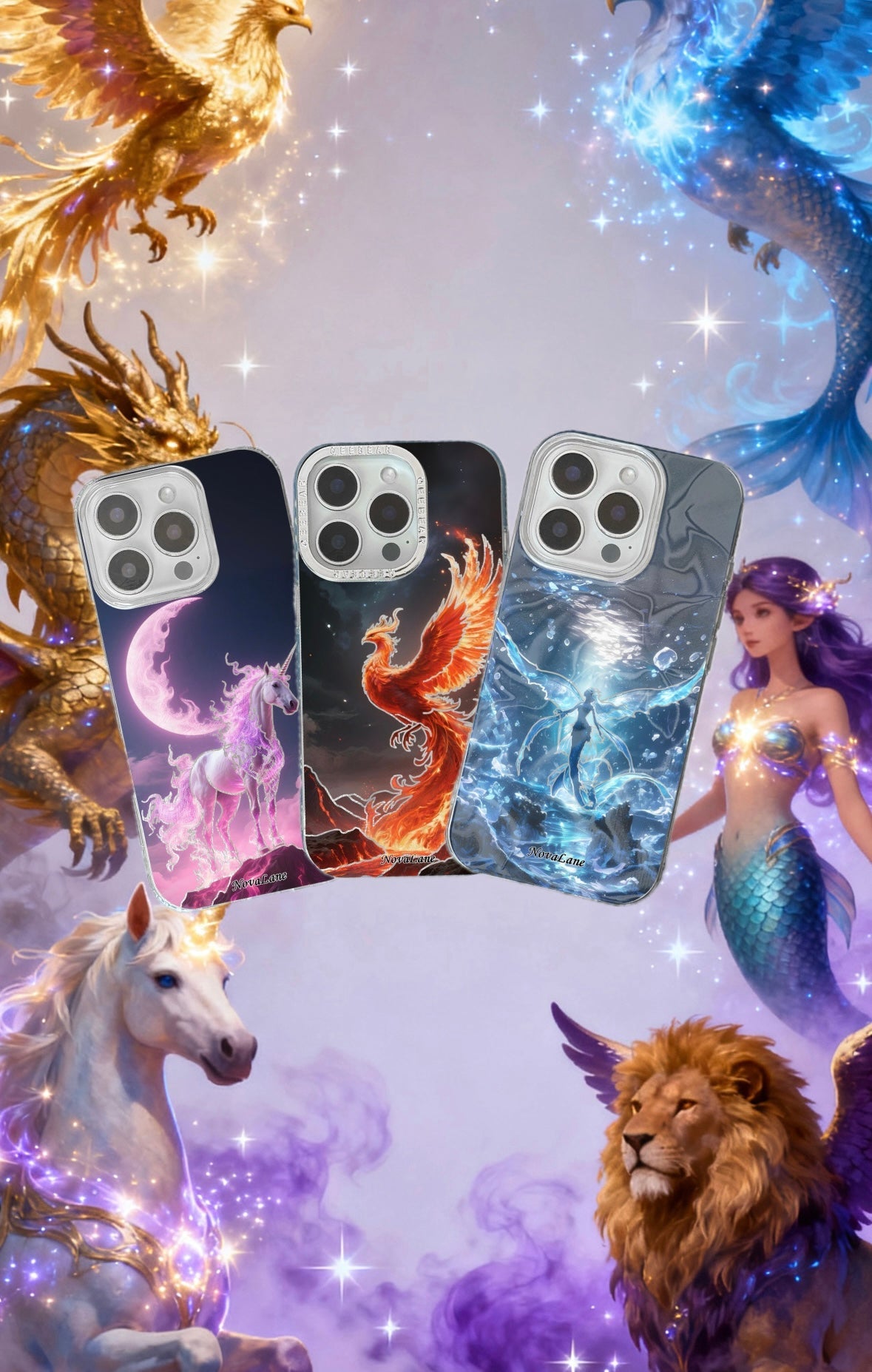 Shining Mystical Creatures Phone Case Covers – Dragon, Phoenix,