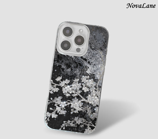 Silver Night Blossom Shining ShineFlow Phone Case