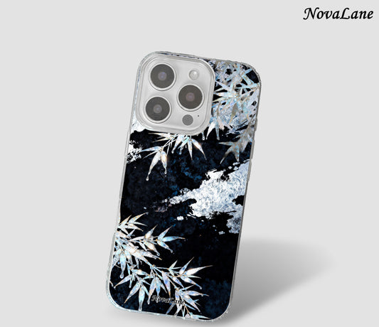 Japanese Silver Bamboo 2 Night Leaves Shining Phone Case Cover