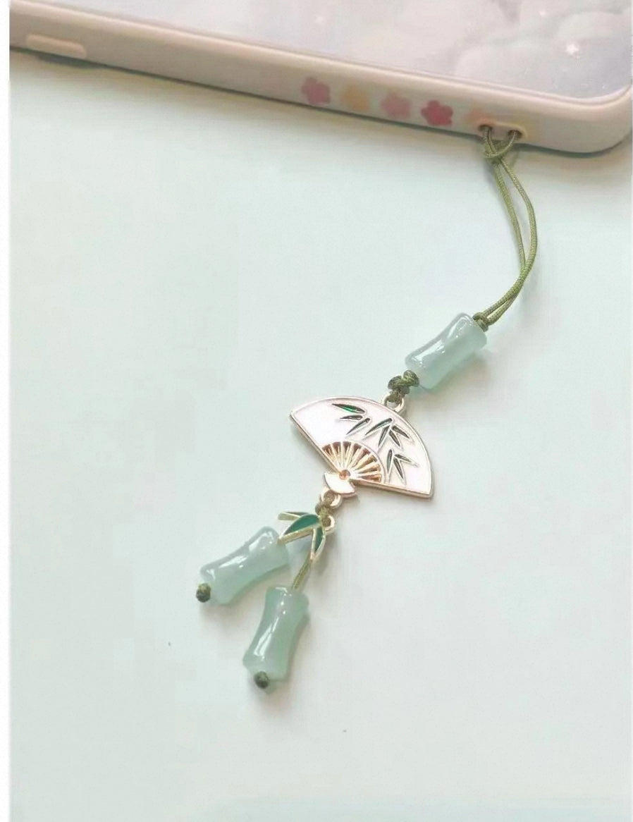 Small Fan Bamboo Phone Charm Strap
