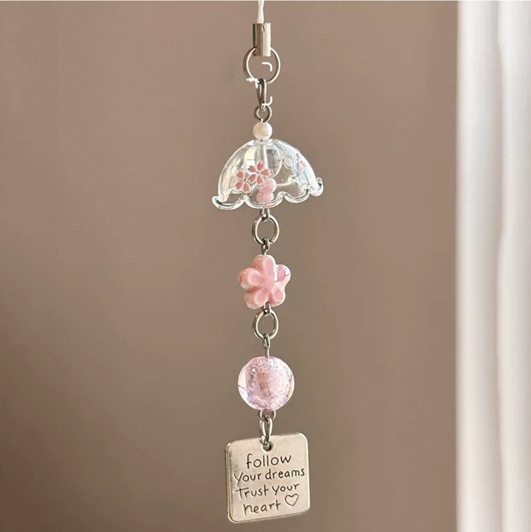 Sakura Umbrella With Words Bead Phone Charm Straps