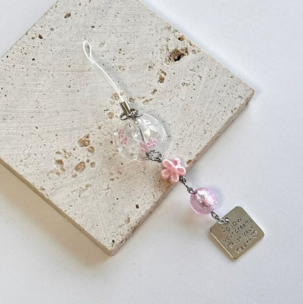Sakura Umbrella With Words Bead Phone Charm Straps