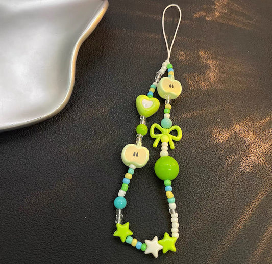 Fruit Green Apple Bead Phone Charm Straps