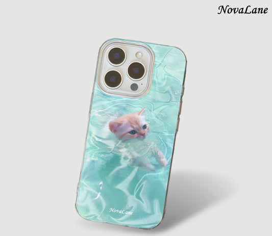 Swimming Kitty Cat ShineFlow Phone Case