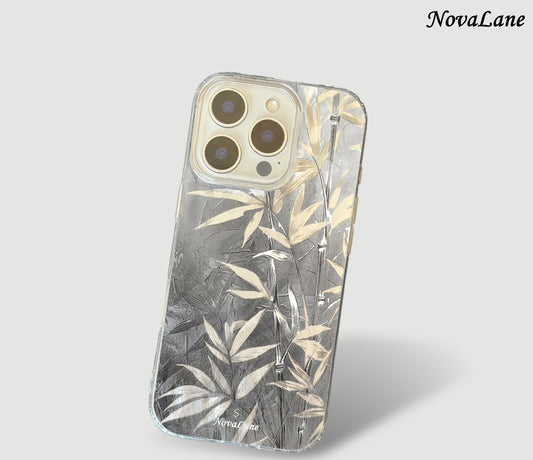 Japanese Silver Shining Bamboo Leaves ShineFlow Phone Case