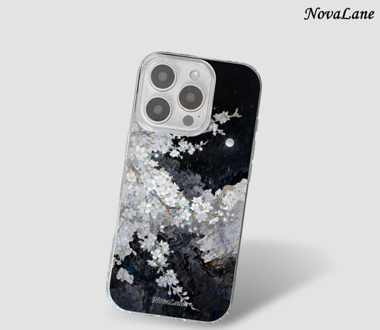 Silver Raining Flower Blossom Night Shining Phone Case Cover