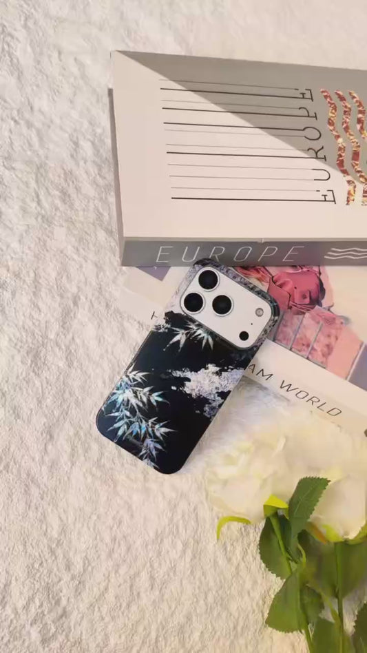 Japanese Silver Bamboo 2 Night Leaves Shining Phone Case Cover