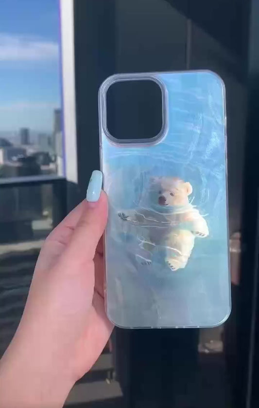 Swimming Teddy Bear ShineFlow Phone Case