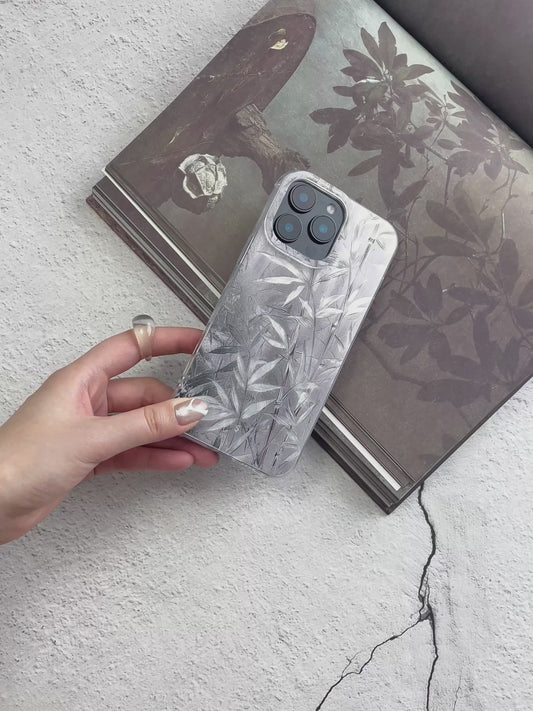 Japanese Silver Shining Bamboo Leaves ShineFlow Phone Case